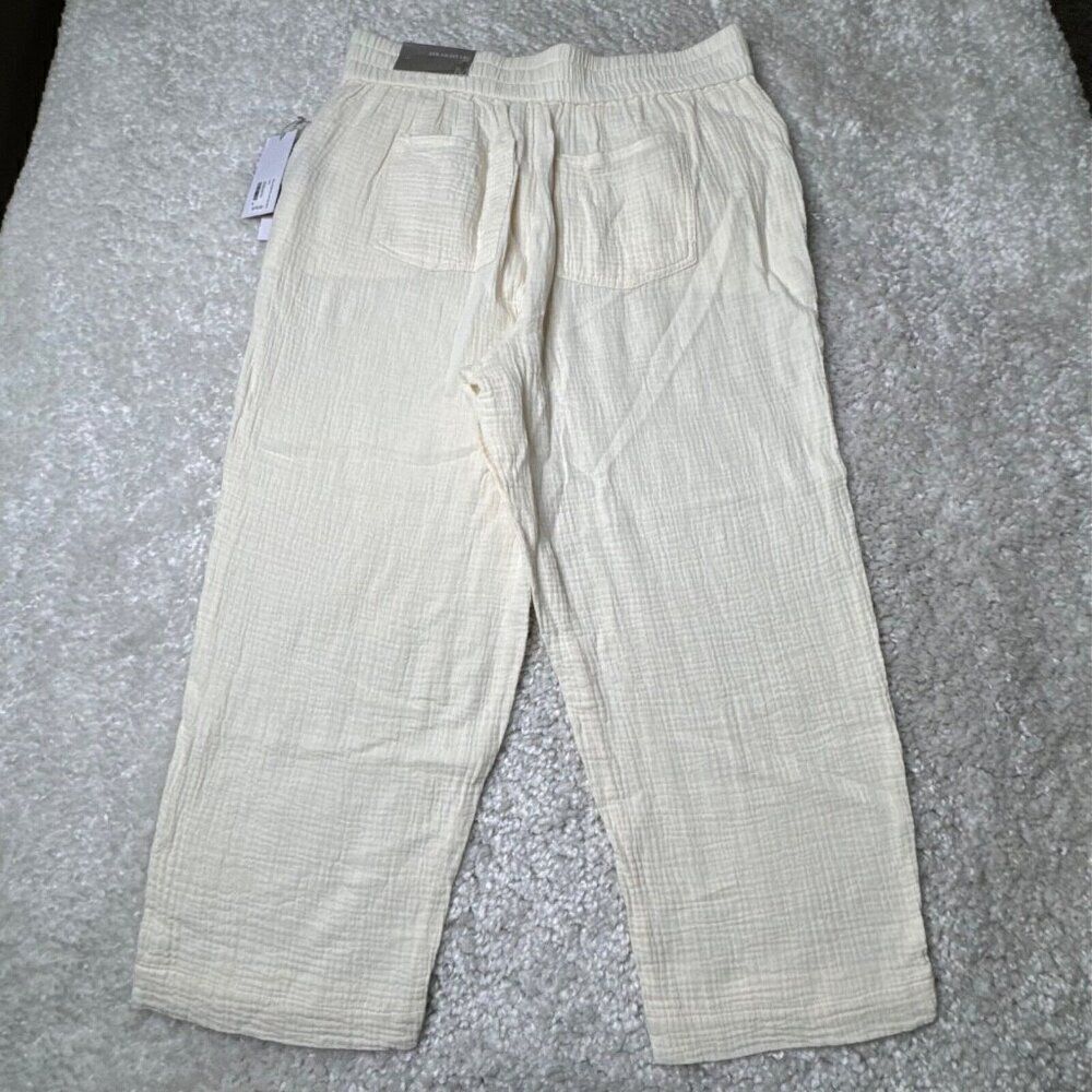 Soft Surroundings Beach Bound Pull On Crop Pant Ivory NEW - Picture 3 of 10